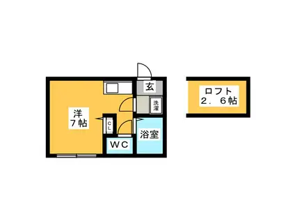 リヴェール湘南II(ワンルーム/1階)の間取り写真