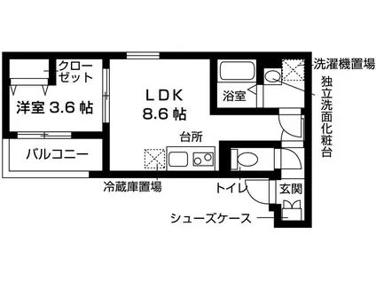 フォレなかもずサウス(1LDK/1階)の間取り写真