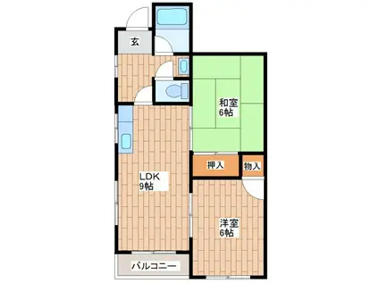 ジョイマンション(2LDK/5階)の間取り写真