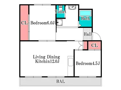 ヴィラナリー建部 2号棟(2LDK/1階)の間取り写真