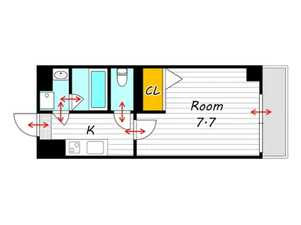 グランヒルズ西古松(1K/9階)の間取り写真