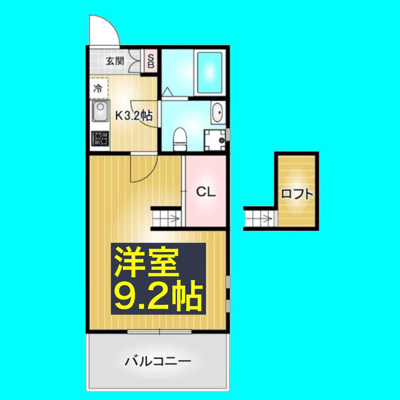 プリミエール妙音通(1K/2階)の間取り写真