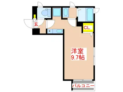 パラディーゾ下荒田(ワンルーム/4階)の間取り写真