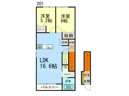 木場1丁目谷上アパート(2LDK/1階)の間取り写真