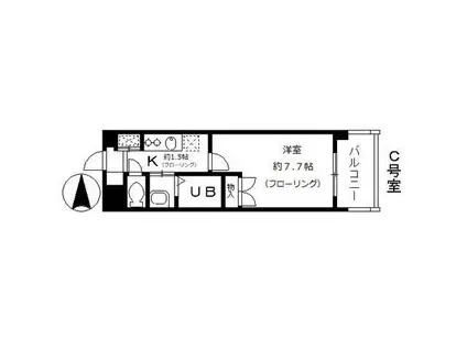FINE CALL TB-01(1K/3階)の間取り写真