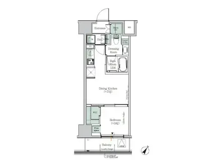 ワンルーフレジデンス木場イースト(1DK/8階)の間取り写真