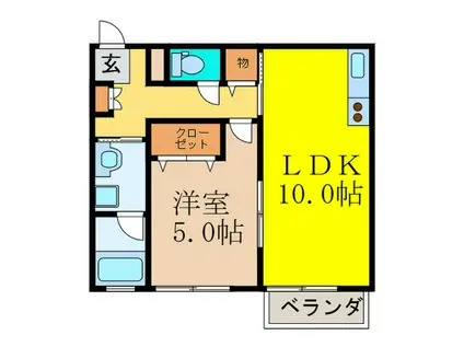 辻マンション(1LDK/3階)の間取り写真