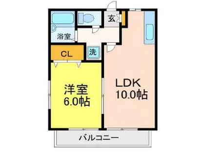 フルール松原(1LDK/2階)の間取り写真