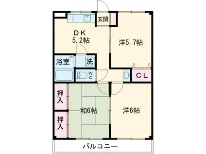 マリーハイムI(3DK/1階)の間取り写真