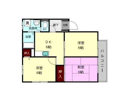 クレール初香台(3DK/1階)の間取り写真