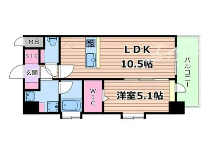 スプランディッド江坂III(1LDK/3階)の間取り写真