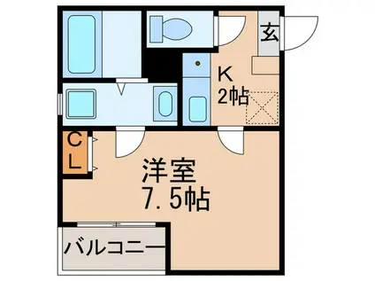 プリマヴェーラ望が丘(1K/2階)の間取り写真