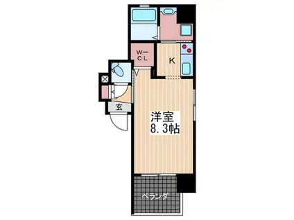 ルービンス宇品神田(1K/8階)の間取り写真