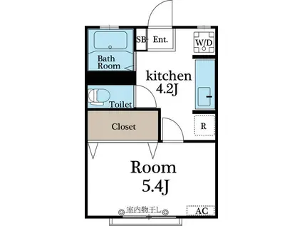 しゅうゆう(1K/1階)の間取り写真