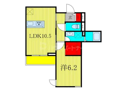 パルテンツァ松波さくら通(1LDK/1階)の間取り写真