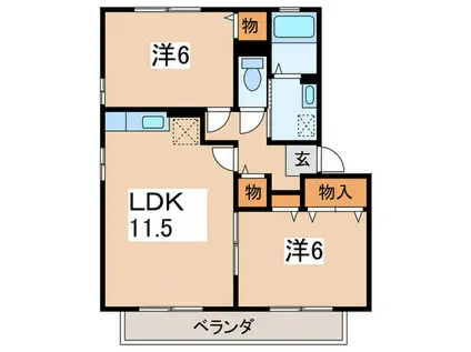 グレースなしの木(2LDK/2階)の間取り写真