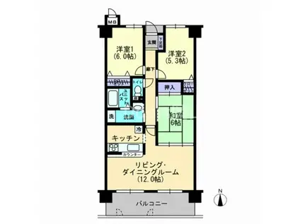 アルファステイツ西市ツインズII(3LDK/9階)の間取り写真