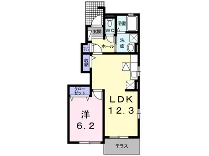 カーサ・デリカド(1LDK/1階)の間取り写真