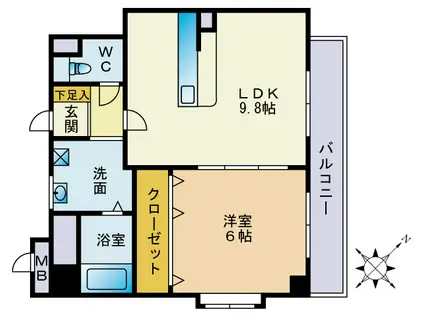 ウィンディア室見VI(1LDK/2階)の間取り写真
