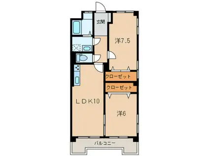 ロイヤルハイツ木戸(2LDK/1階)の間取り写真