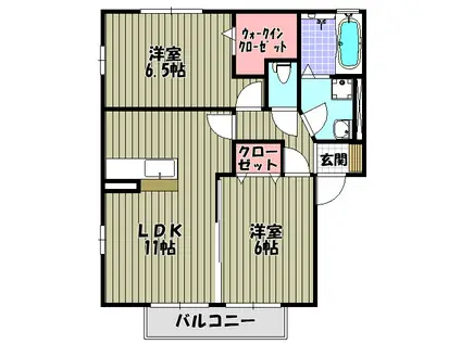パストラル福田A棟(2LDK/2階)の間取り写真