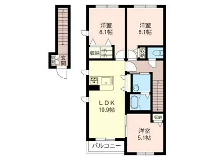 マルベリー III(3LDK/2階)の間取り写真