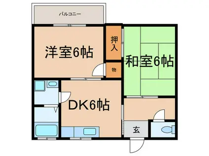 フラット松江(2DK/2階)の間取り写真