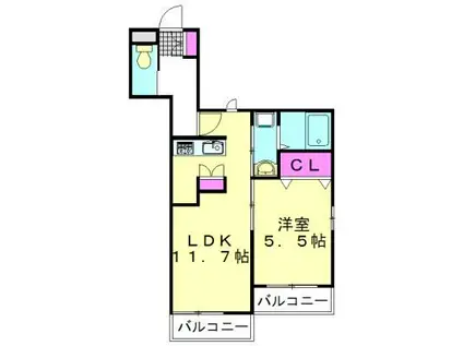 メゾンコンフォール(1LDK/1階)の間取り写真