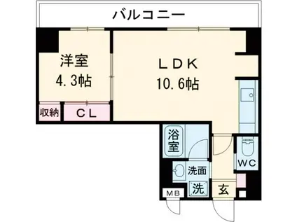 GLANZ高尾町(1LDK/3階)の間取り写真