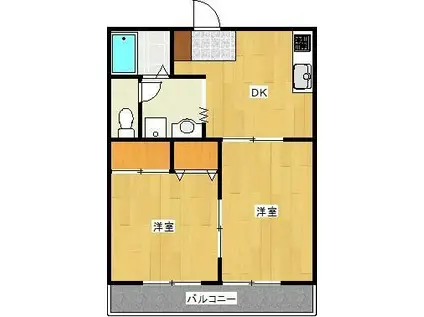 ハウスおがわ(2DK/1階)の間取り写真