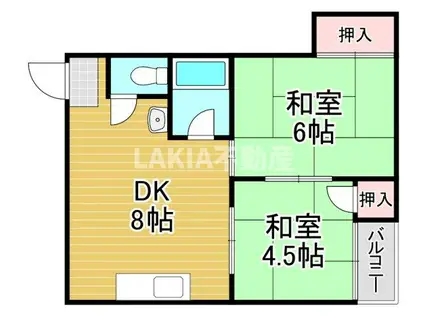 コーポウエスト神路(2DK/2階)の間取り写真