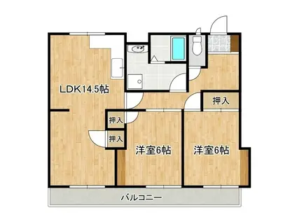興人松江マンション(2LDK/6階)の間取り写真