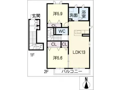 グラン クレスト(2LDK/2階)の間取り写真
