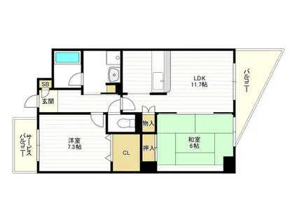 サンヴァレンティア(2LDK/2階)の間取り写真