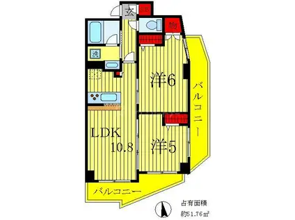 アーク金町レジデンス(2LDK/8階)の間取り写真