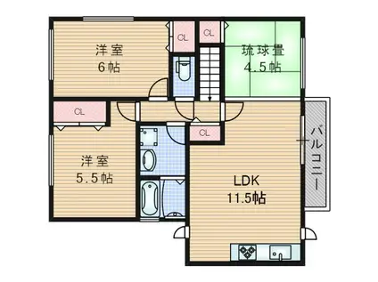 マルベリーホームズ(2LDK/2階)の間取り写真