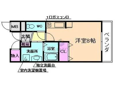 ミール豊中(ワンルーム/3階)の間取り写真