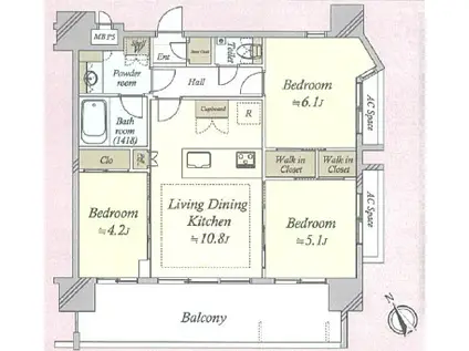 ミオカステーロ駒込(3LDK/7階)の間取り写真