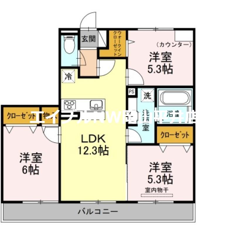 イル ヴィラージュ A棟(3LDK/2階)の間取り写真