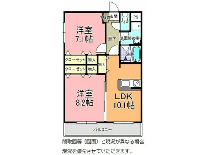 グランディール(2LDK/1階)の間取り写真