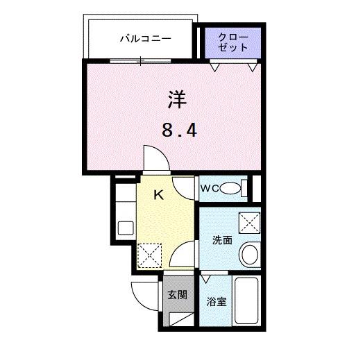 ヒカルサ京都北山栗栖I(1K/3階)の間取り写真