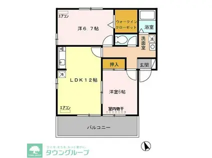 ベルテB(2LDK/2階)の間取り写真