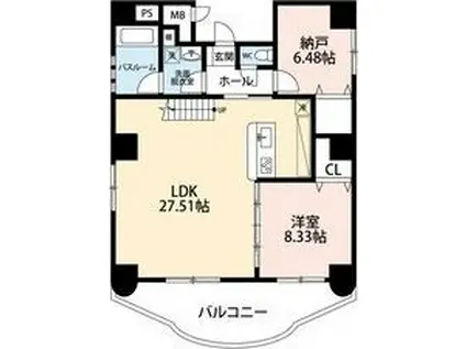 ザプレミアムアクア(2LDK/9階)の間取り写真