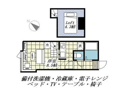 SONIAIV(ワンルーム/1階)の間取り写真