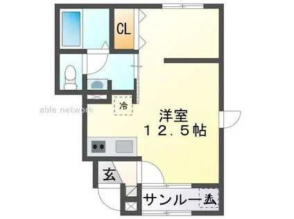 CASA LIBERTA(ワンルーム/1階)の間取り写真