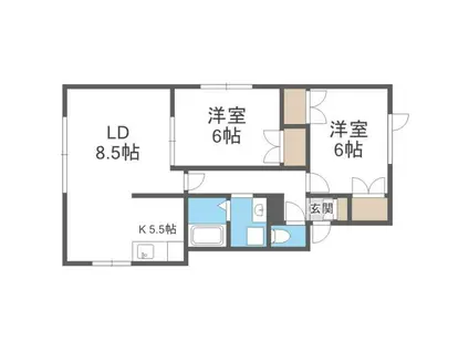 カーメルハウス大谷地(2LDK/3階)の間取り写真