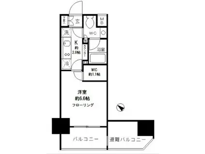 パークリュクス東麻布MOMO(1K/11階)の間取り写真