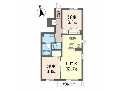シャーメゾン・ソレイユ(2LDK/1階)の間取り写真