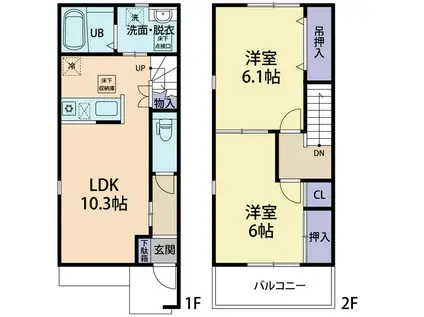 ベイローレル C(2LDK/1階)の間取り写真