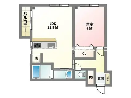 グレースたちばな(1LDK/3階)の間取り写真